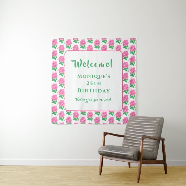 Rosa Rosen Wandteppich (Beispiel)