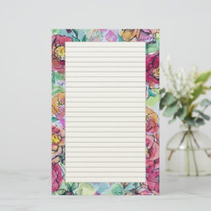 Rosa Rosen Wasserfarben Blumen Brief Schreiben Briefpapier