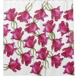Rosa Rosen Wasserfarben Kunst Handbemalt Duschvorhang
