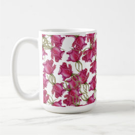 Rosa Rosen Wasserfarben Kunst Handbemalt Kaffeetasse