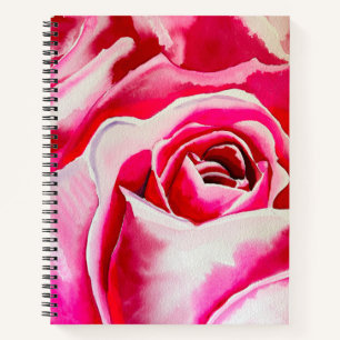 Rosa Rosen Wasserfarbenkunst Notizbuch
