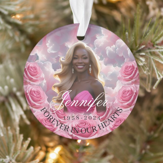 Rosa Rosen Weihnachtsbaumschmuck zum Gedenken  Ornament (Baum)