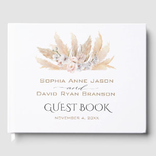 Rosa Rosen Weiß-Orchideen Pampas Grass Hochzeit Gästebuch