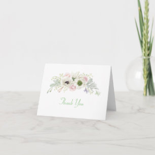 Rosa Rosen Weiße Anemonen Hochzeits-Dankeschön Dankeskarte