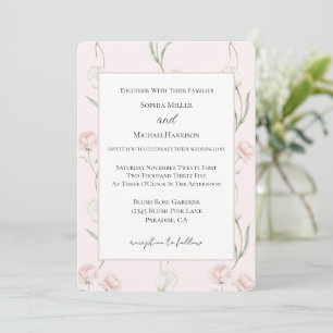Rosa Rosen Weiße Tulpen Hochzeit Einladung