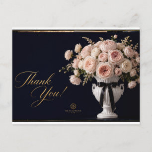 Rosa Rosen Weiße Vase Postkarte Luxus Danke