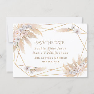 Rosa Rosen Weißer Orchid Pampas Grass Goldhochzeit Save The Date