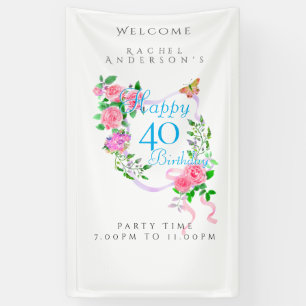 Rosa Rosenband 40. Geburtstag Banner