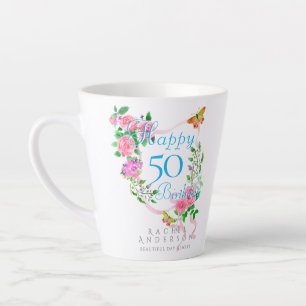 Rosa Rosenband 50. Geburtstag Milchtasse