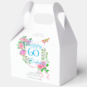 Rosa Rosenband 60. Geburtstag  Geschenkschachtel