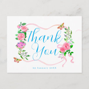 Rosa Rosenband Danke Postkarte