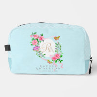 Rosa Rosenband Monogram Blue Print Cut Nähtasche