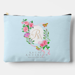 Rosa Rosenband Monogram Blue Print Cut Nähtasche Zubehörtasche