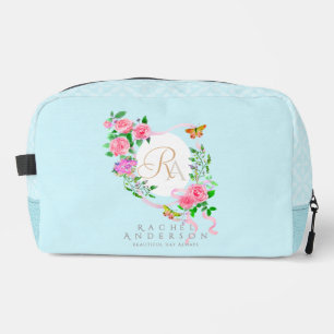 Rosa Rosenband Monogramm Blau Druck Cut Sew Tasche