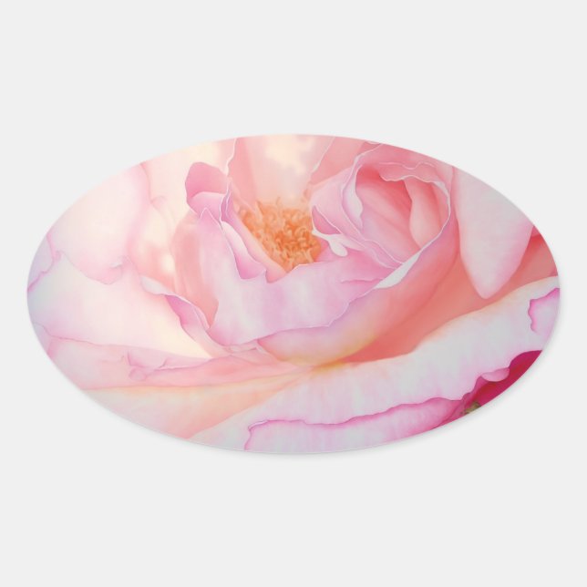 Rosa Rosenblätter Wasserfarbe Ovaler Aufkleber (Vorderseite)