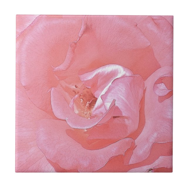 Rosa Rosenblättern Tile Fliese (Vorderseite)