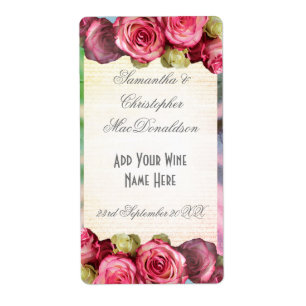 Rosa Rosenblüte romantische Hochzeitsweinflasche