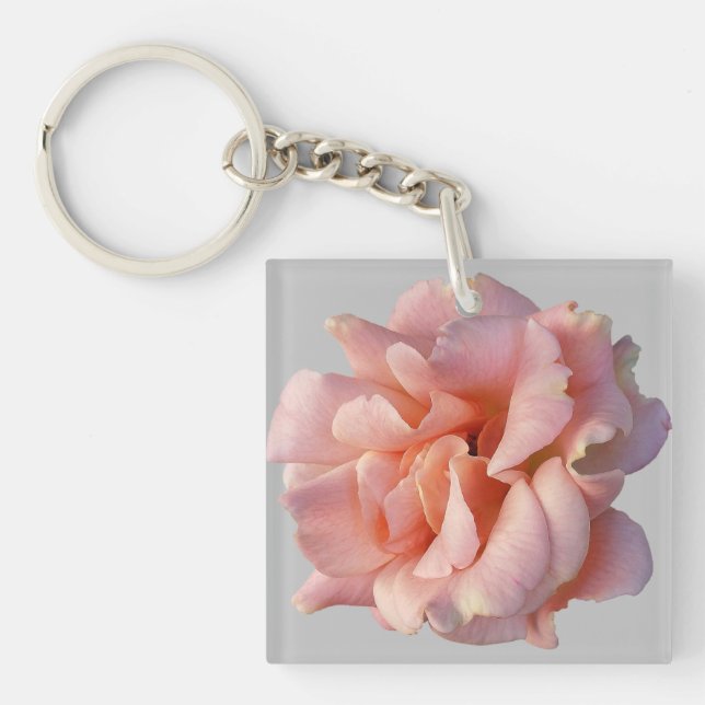 Rosa Rosenblüte Schlüsselanhänger (Vorderseite)
