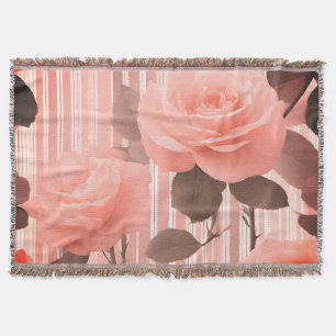 Rosa Rosenblüte und Streifen, Vintage-Look  Decke