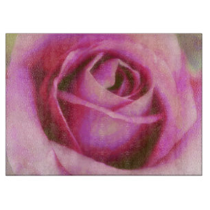 Rosa Rosenblüten-Blumenkunst Glas-Schneidbrett Schneidebrett