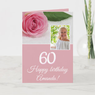 Rosa Rosenblüten Lustiges Foto Floral 60. Geburtst Karte