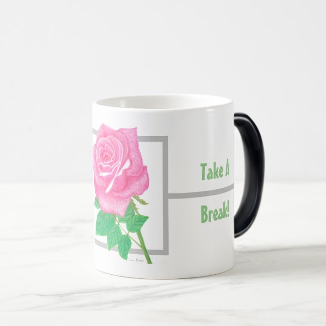 Rosa Rosenblüten-Morphing-Tasse Verwandlungstasse (VorderseiteRechts)
