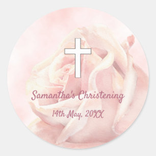 Rosa Rosenblütenmädchen Christine Runder Aufkleber