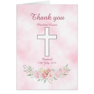 Rosa Rosenblütenmädchen Taufe Danke Foto