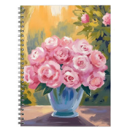 Rosa Rosenbouquet | Aquarell-Blumenvase Notizblock