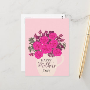 Rosa Rosenbouquet – Elegantes Muttertagsblumenbild Postkarte