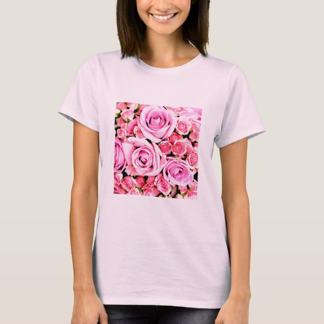 Rosa Rosenbukett T-Shirt (Vorderseite)
