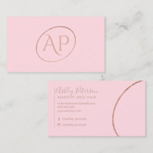 Rosa Rosengoldinitialenlogohaar-Make-uptypographie Visitenkarte