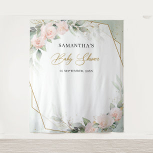 Rosa Rosengrün Boho Rosa Babydusche Wandteppich