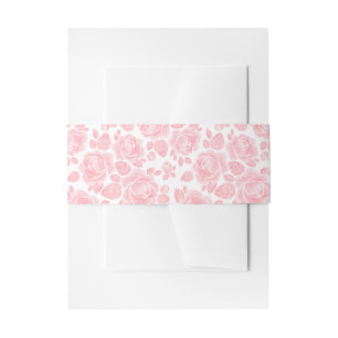 Rosa Rosenhochzeit Einladungsbanderole