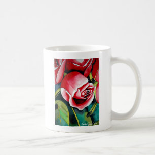 Rosa Rosenknospe Aquarellmalerei Blume Kaffeetasse