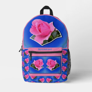 Rosa Rosenknospe-Blume Bedruckter Rucksack