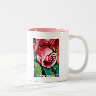 Rosa Rosenknospe Blume Glücklich Muttertag Tasse