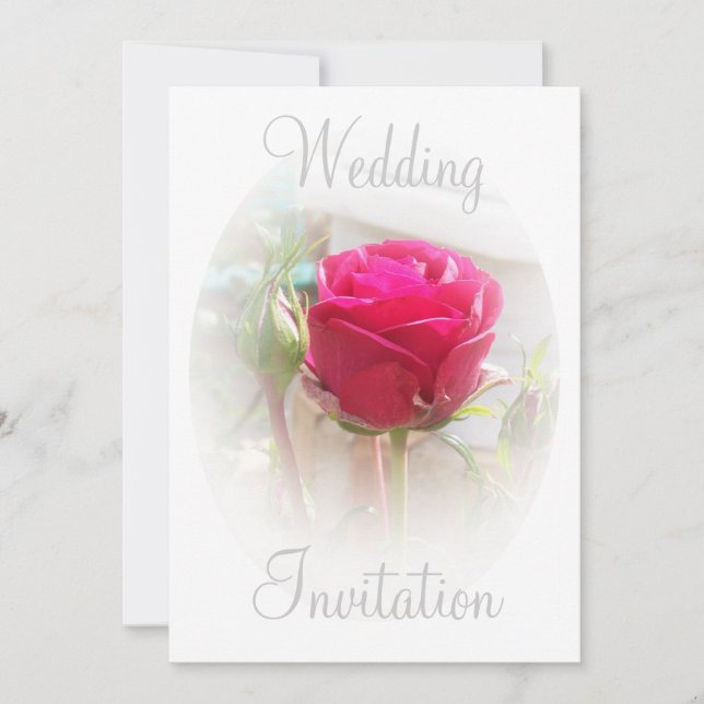 Rosa Rosenknospe Hochzeitseinladung Einladung (Vorderseite)