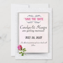 Rosa Rosenknospe Wedding Ankündigung Save the Date