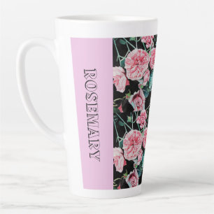 Rosa Rosenkohl-Rosen-Wasserfarbe Floral Name Tasse