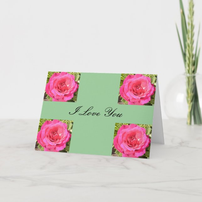 rosa Rosenliebe Karte (Vorderseite)