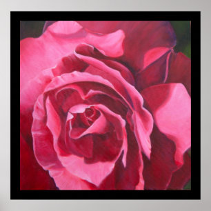 Rosa Rosenmalerei mit Schwarz-Border Art Poster