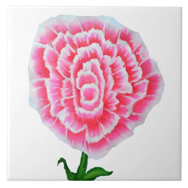 Rosa Rosenmalerei Tile Fliese (Vorderseite)