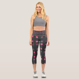 Rosa Rosenmuster Capri Leggings