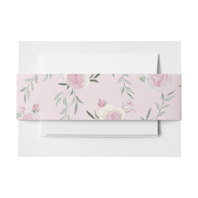 Rosa Rosenmuster Einladungsbanderole (Vorderseite Beispiel)