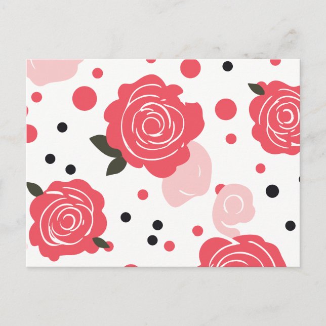 Rosa Rosenmuster Feiertagspostkarte (Vorderseite)