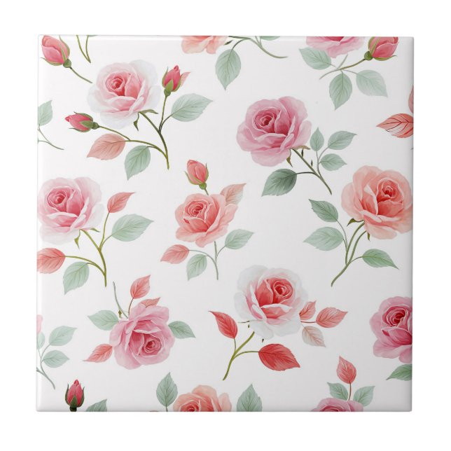 Rosa Rosenmuster, weiche Farbe, Fliese (Vorderseite)