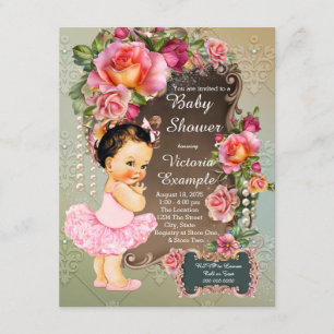 Rosa Rosenperlen-Tutu-Babyparty Einladung