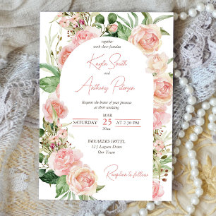 Rosa Rosenstöckchen Rosa Blütenhochzeit einladen Einladung