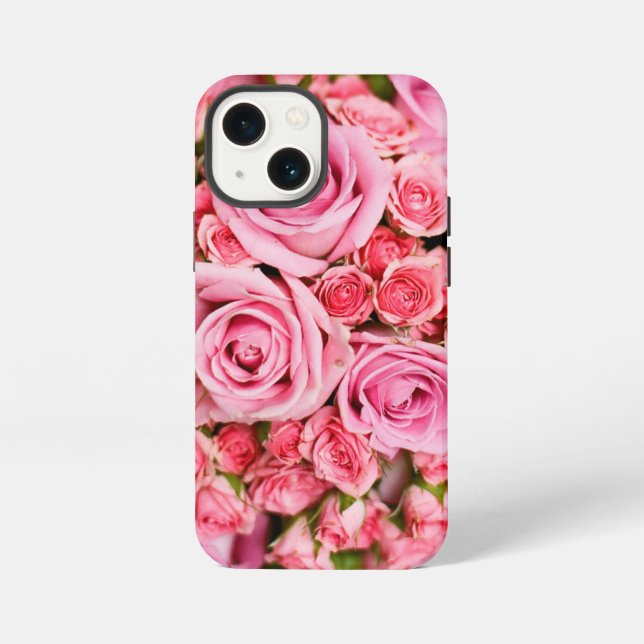 Rosa Rosenstrauß-Blume iPhone Hülle (Rückseite)